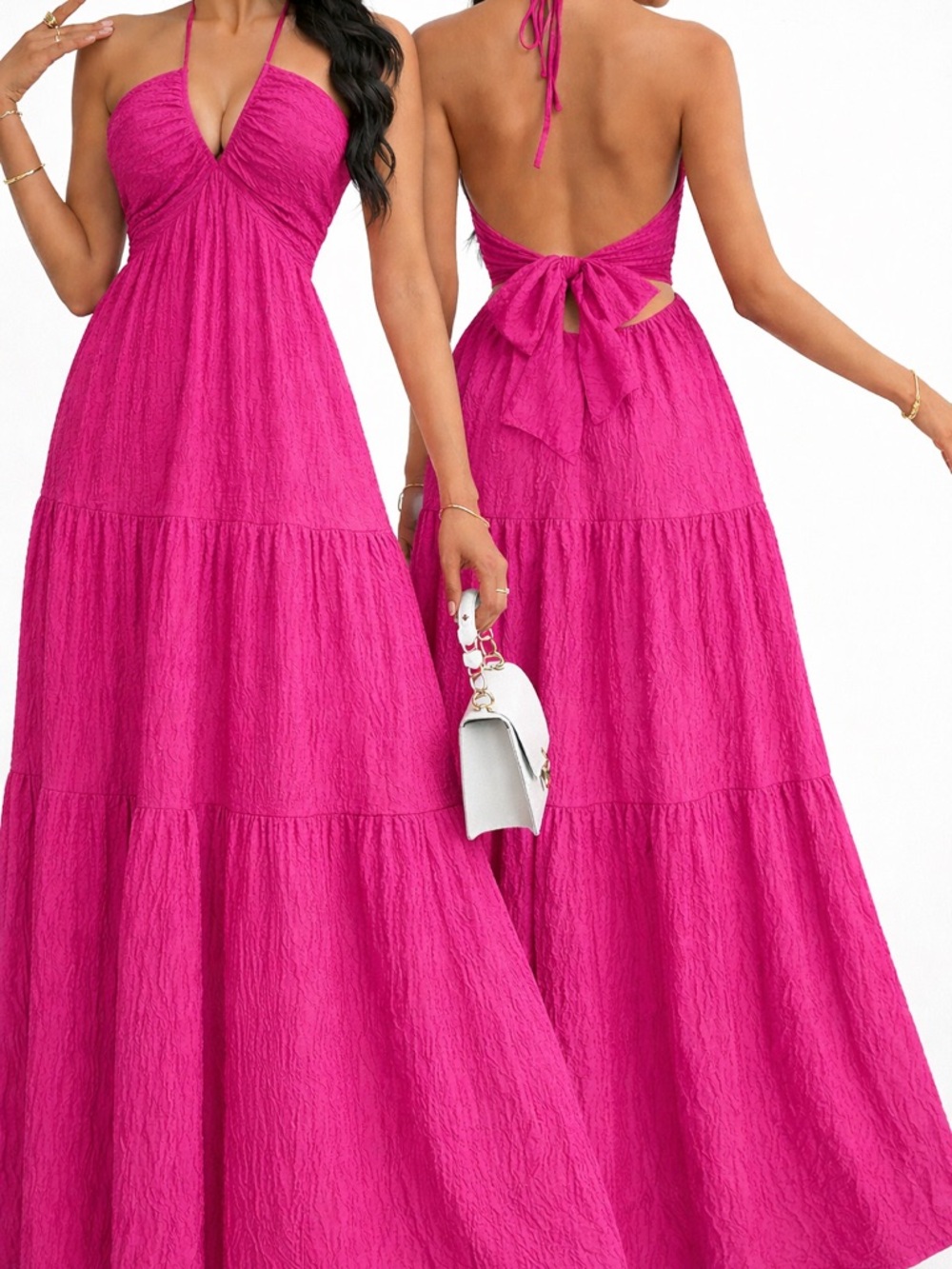 Fuchsia Halter Maxi Dress